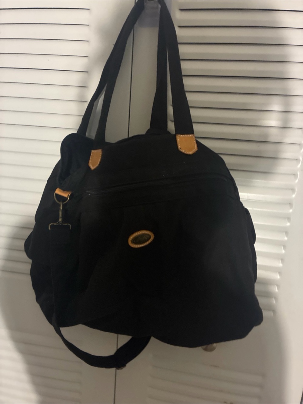 Classic Mondo Black Women's Tote Bag with Tan Accents